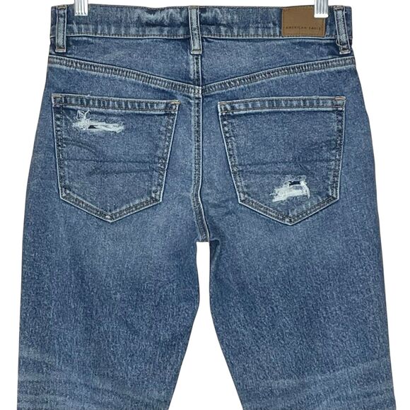 American Eagle 90s Skinny Ripped Destructed Stretch Jeans Size 4 - Picture 5 of 10